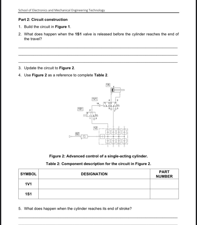 School of Electronics and Mechanical Engineering Technology Part 2: Circuit construction 1.