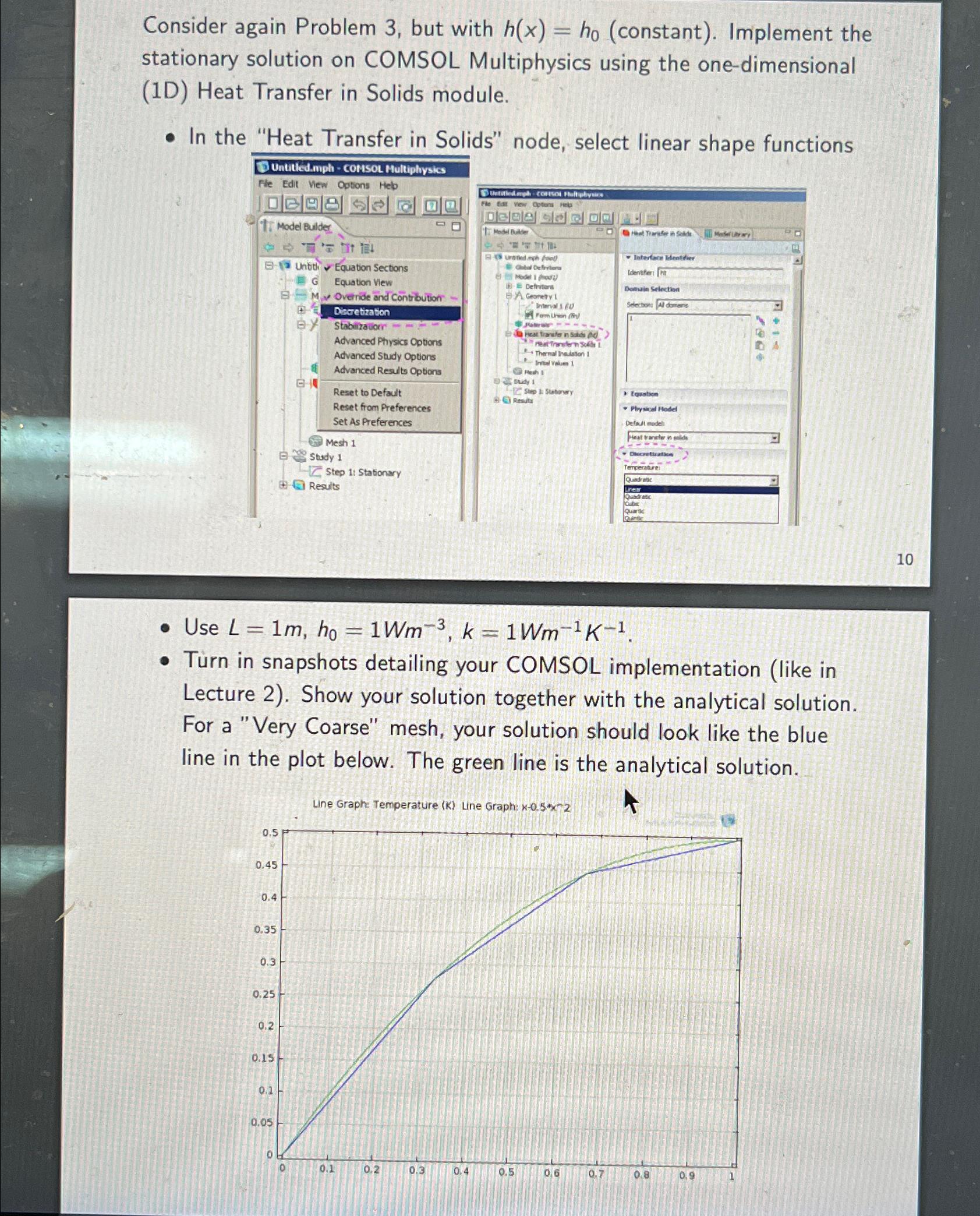 Consider again Problem 3, but with h(x)=ho (constant). Implement the stationary solution