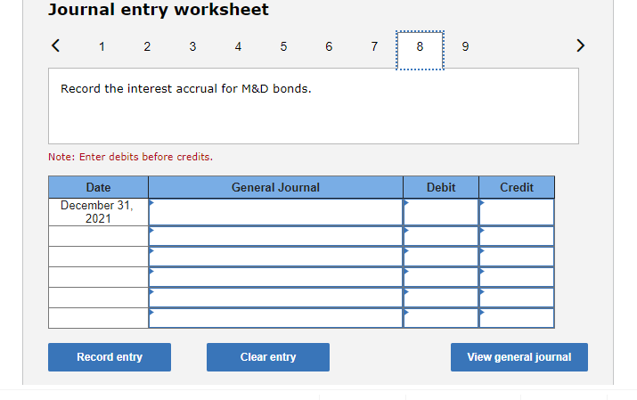 Record the interest accrual for American Instruments bonds. Note: Enter debits before