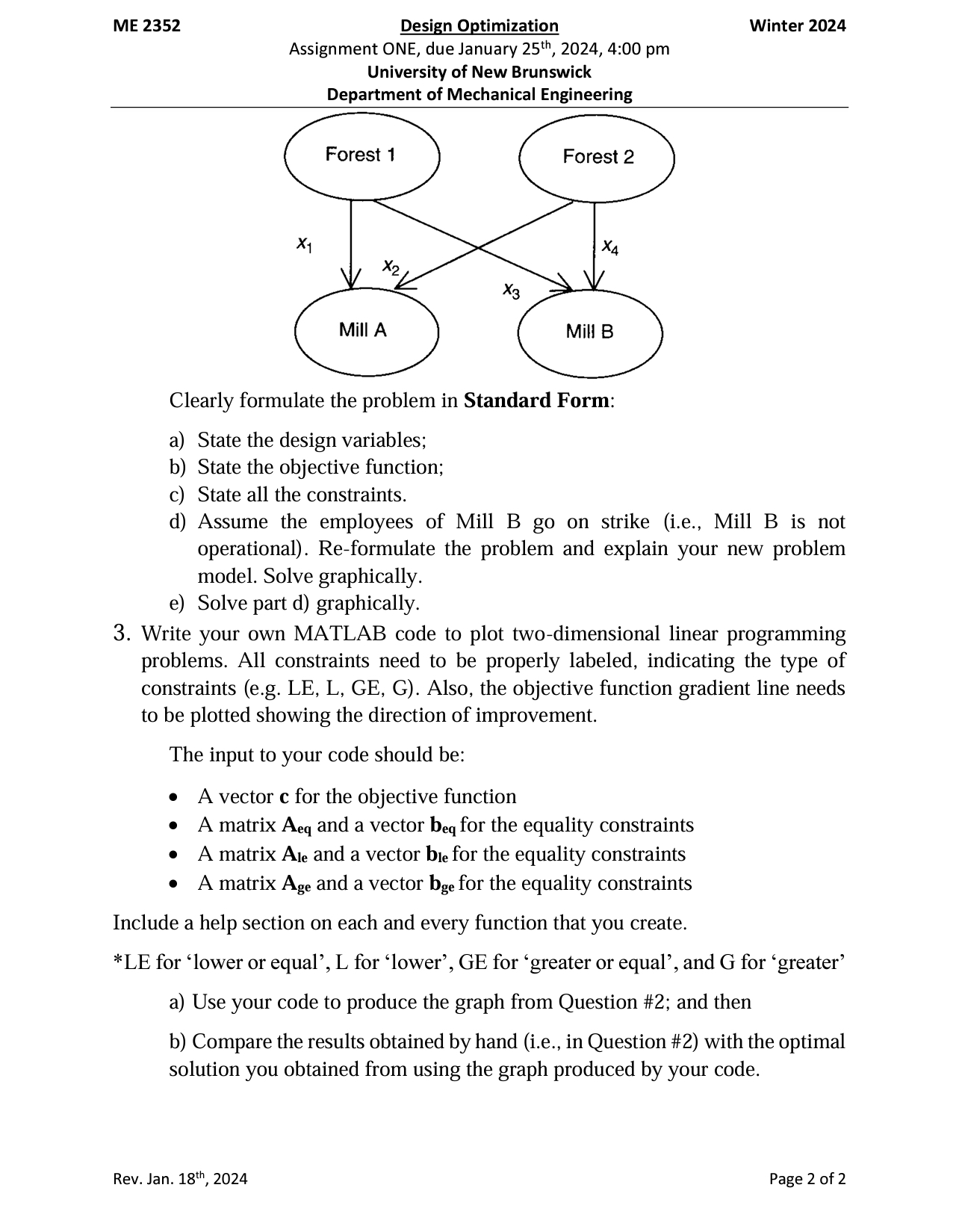 University of New Brunswick Department of Mechanical Engineering Winter 2024 1. Weenies