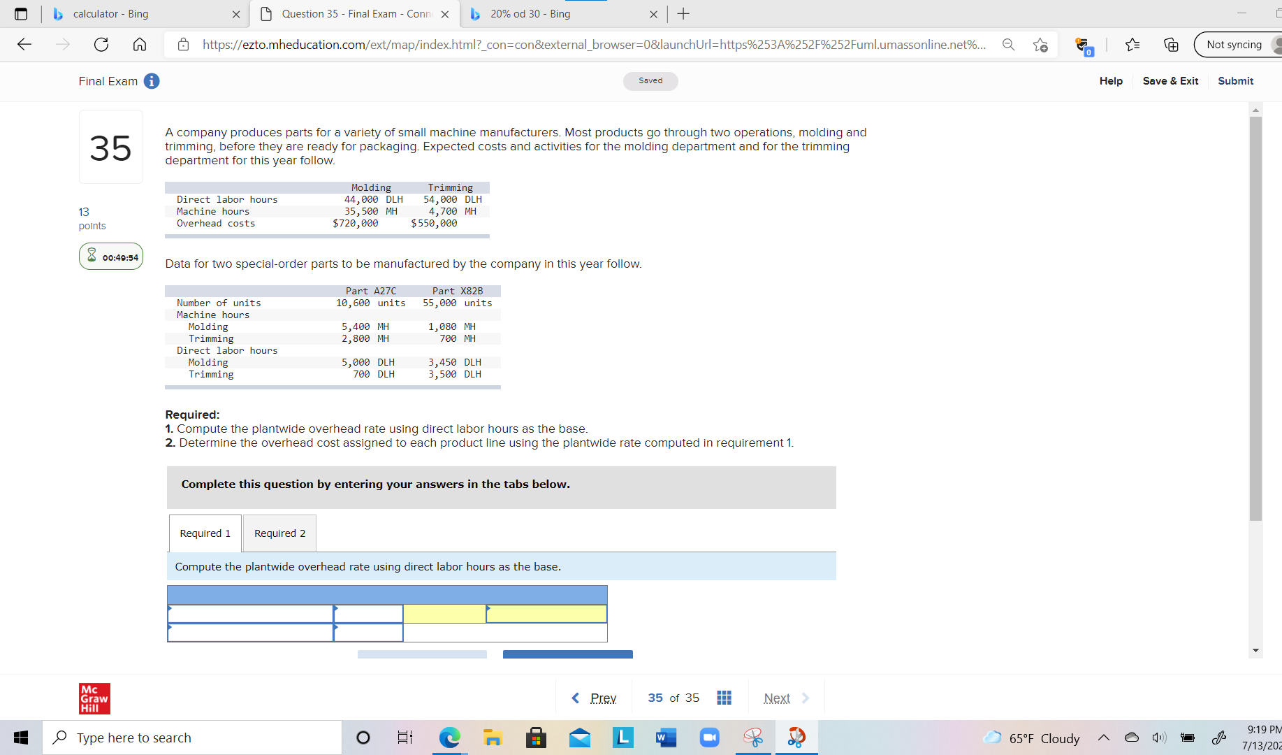 calculator - Bing Question 35 - Final Exam - Connex 20% od