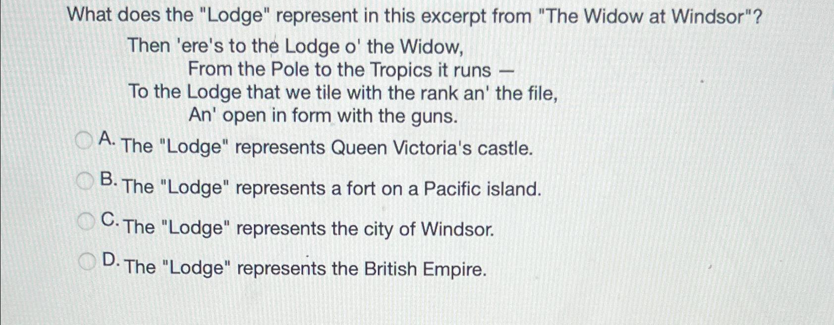 What does the "Lodge" represent in this excerpt from "The Widow at