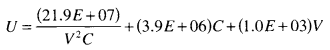 U = (21.9E+07) VC +(3.9E+06)C+(1.0E+03)V