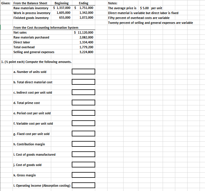 Given: From the Balance Sheet Raw materials inventory Beginning $1,337,000 $ 1,751,000