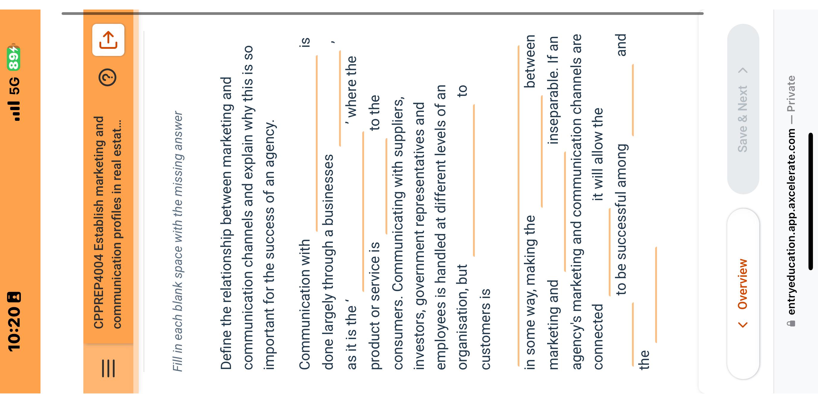 10:20 B ||| Ill 5G 894 CPPREP4004 Establish marketing and communication profiles