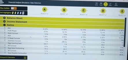 m Financial Analysis Simulation Data Detective A B SELECT SELECT Call Highlighter