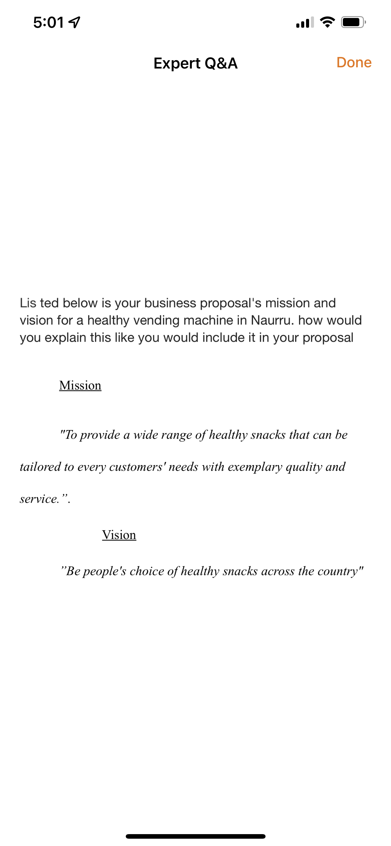 5:01 1 Expert Q&A Done Lis ted below is your business proposal's