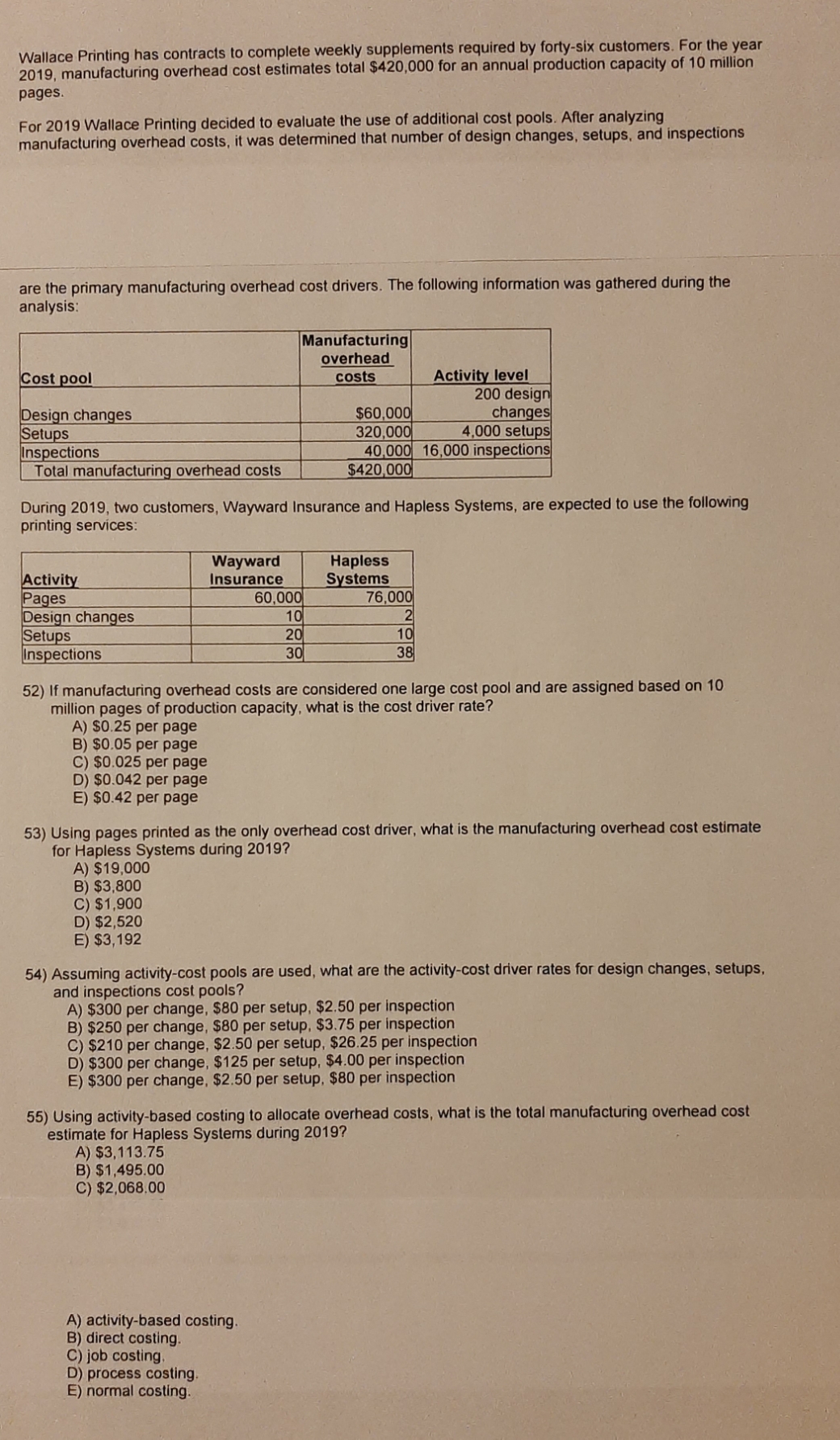 Wallace Printing has contracts to complete weekly supplements required by forty-six customers.