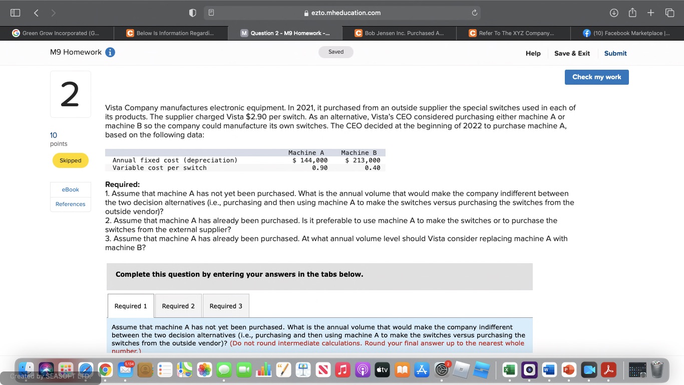 < > Green Grow Incorporated (G... ezto.mheducation.com Below Is Information Regardi... M