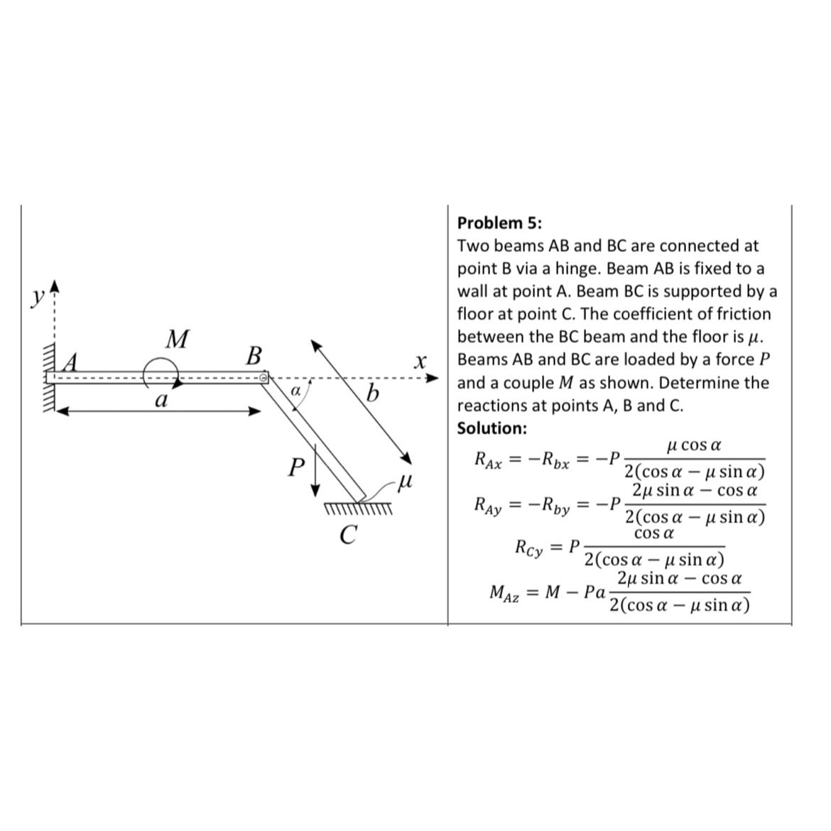 a M B P C X Problem 5: Two beams AB and