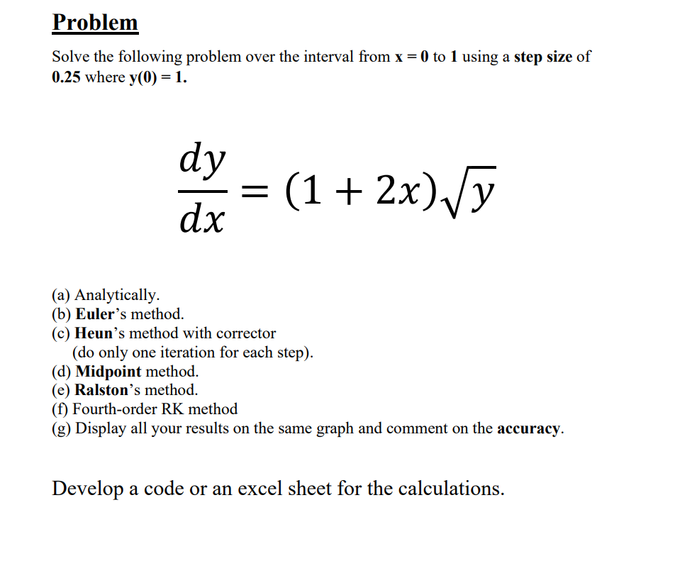 Problem Solve the following problem over the interval from x = 0