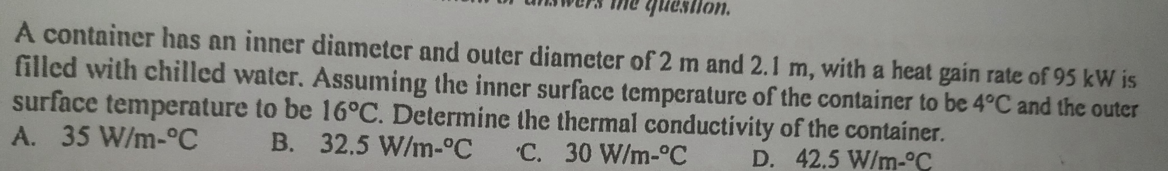 estion. A container has an inner diameter and outer diameter of 2