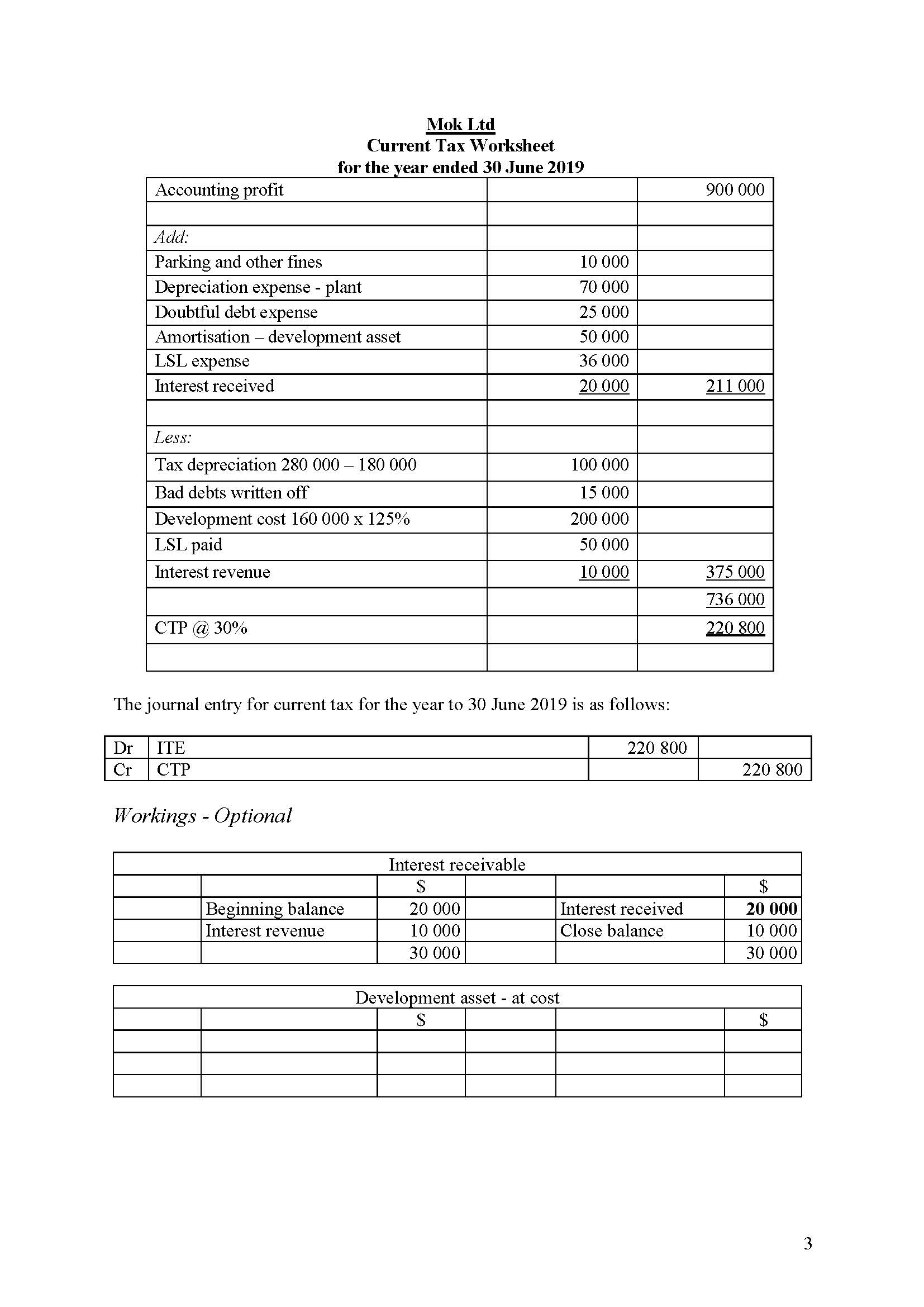 assist with the preparation of the income tax entries for the year