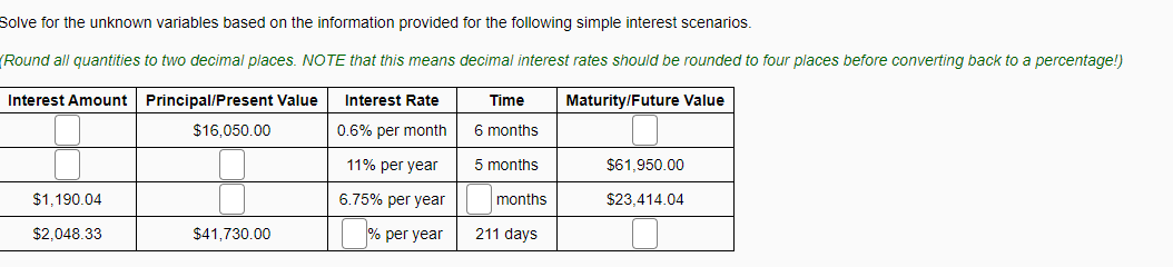 Solve for the unknown variables based on the information provided for the