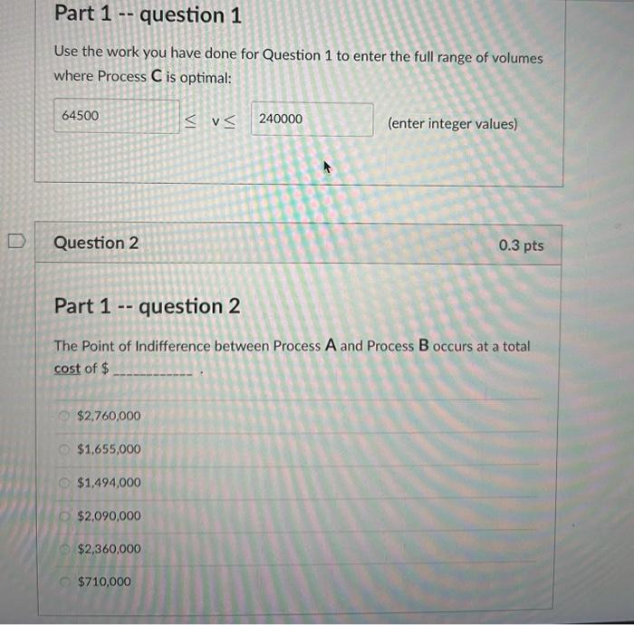 Part 1 -- question 1 Use the work you have done for
