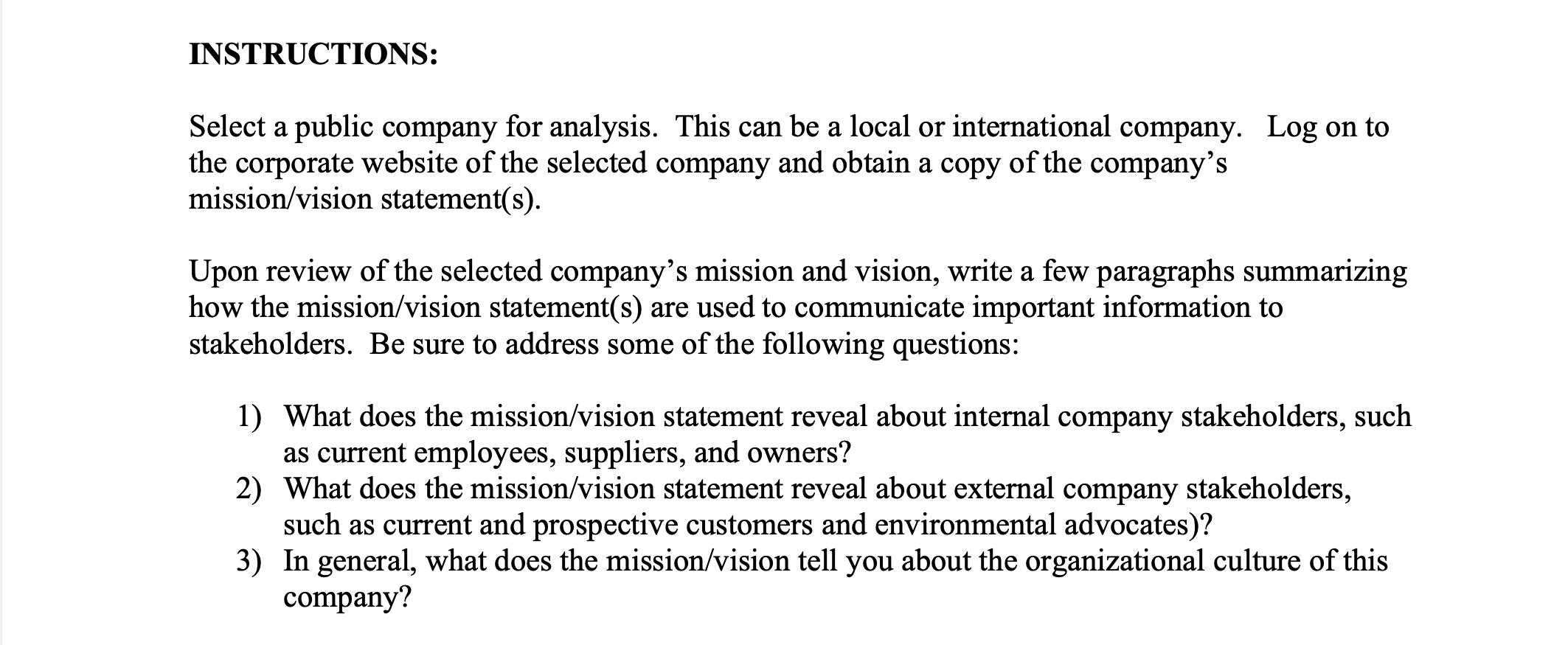 INSTRUCTIONS: Select a public company for analysis. This can be a local