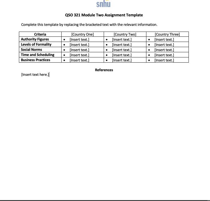 snhu QSO 321 Module Two Assignment Template Complete this template by replacing