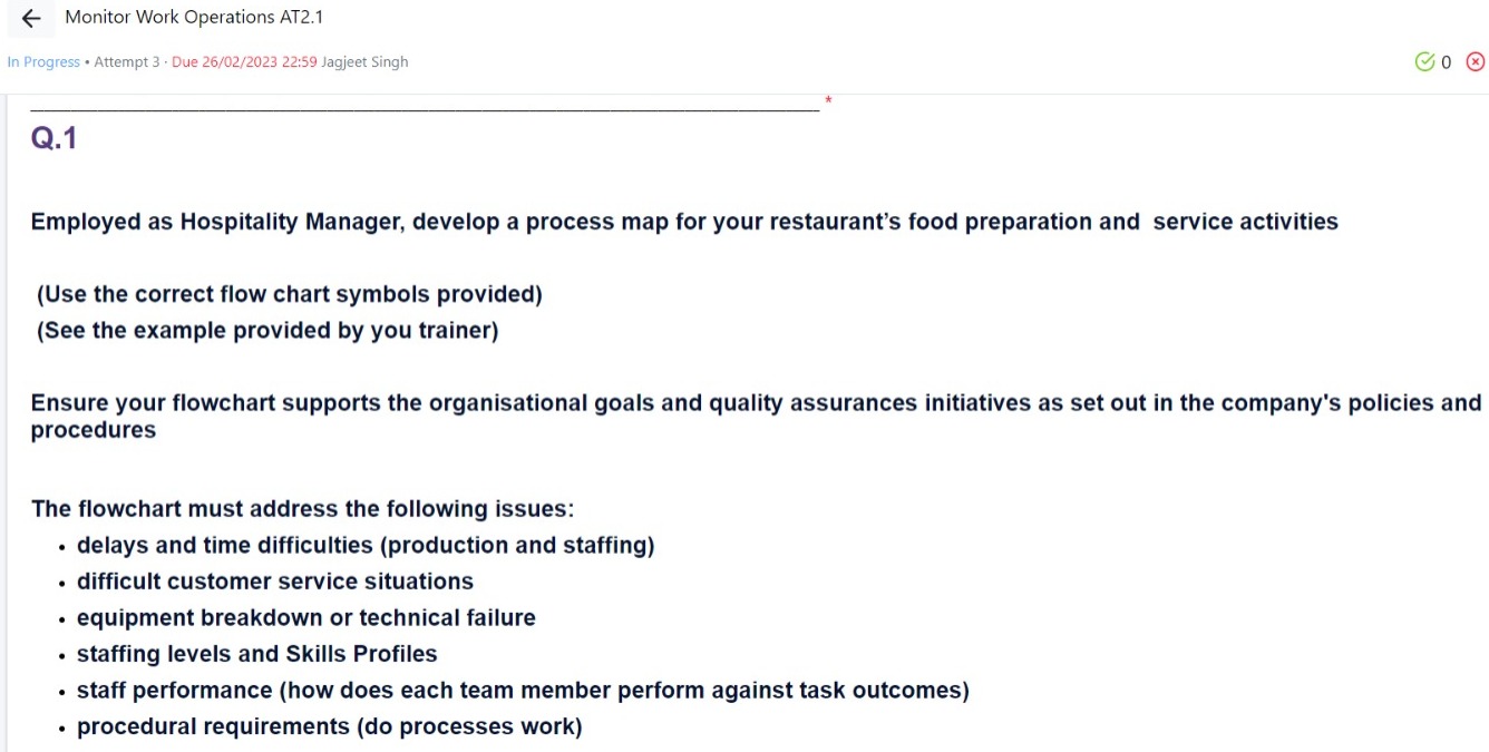 Monitor Work Operations AT2.1 In Progress Attempt 3 Due 26/02/2023 22:59 Jagjeet