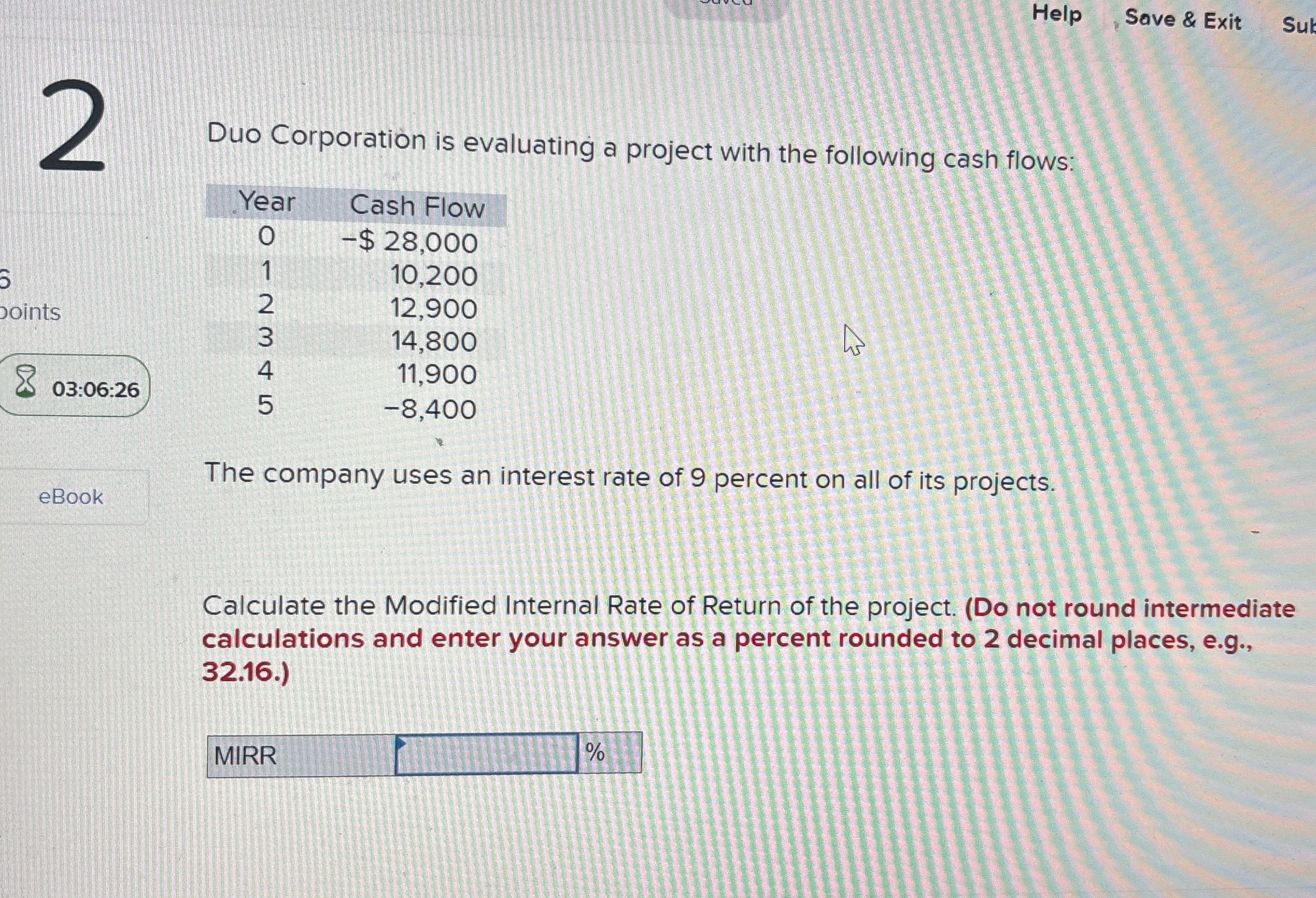 2 5 points 03:06:26 eBook Help Save & Exit Sub Duo Corporation