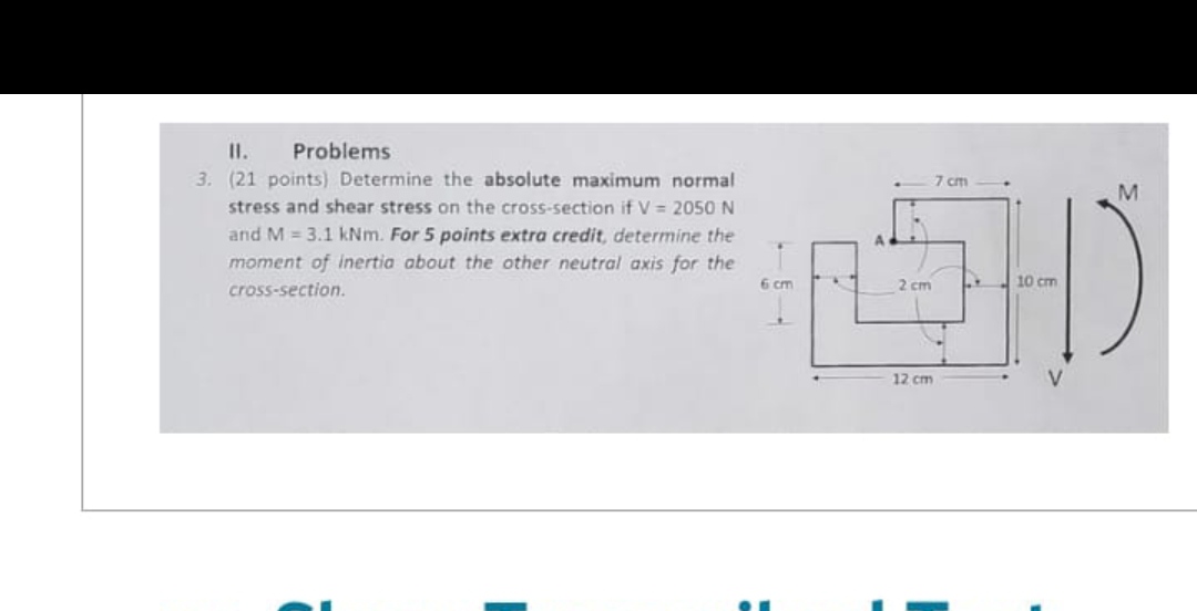 11. Problems 3. (21 points) Determine the absolute maximum normal stress and
