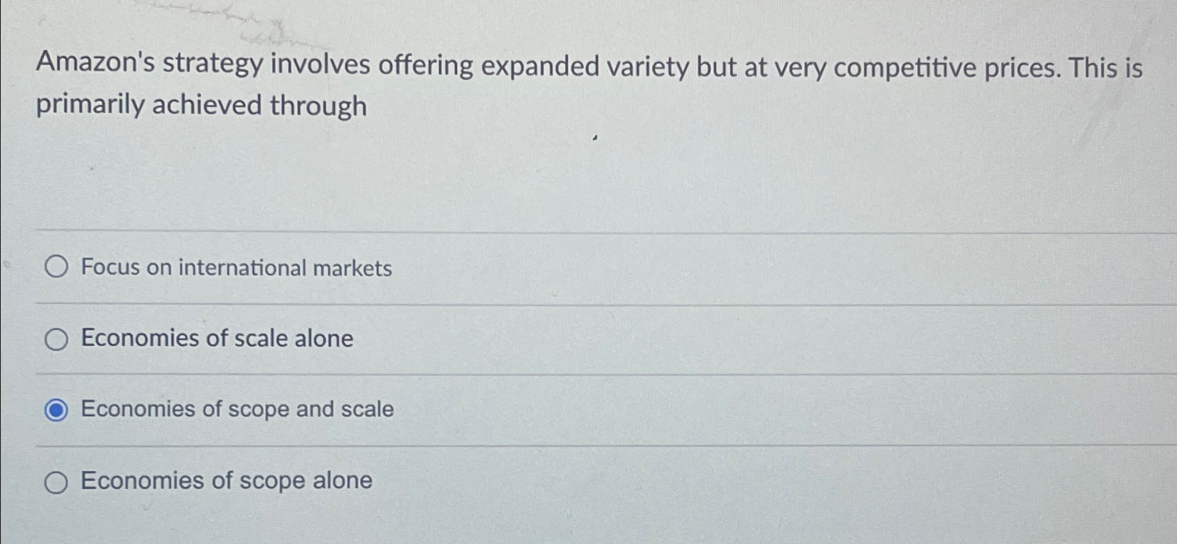 Amazon's strategy involves offering expanded variety but at very competitive prices. This