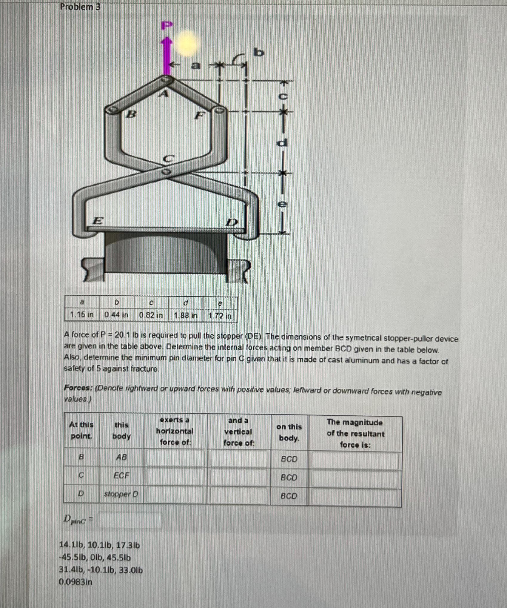Problem 3 E B * a b C d 1.15 in 0.44