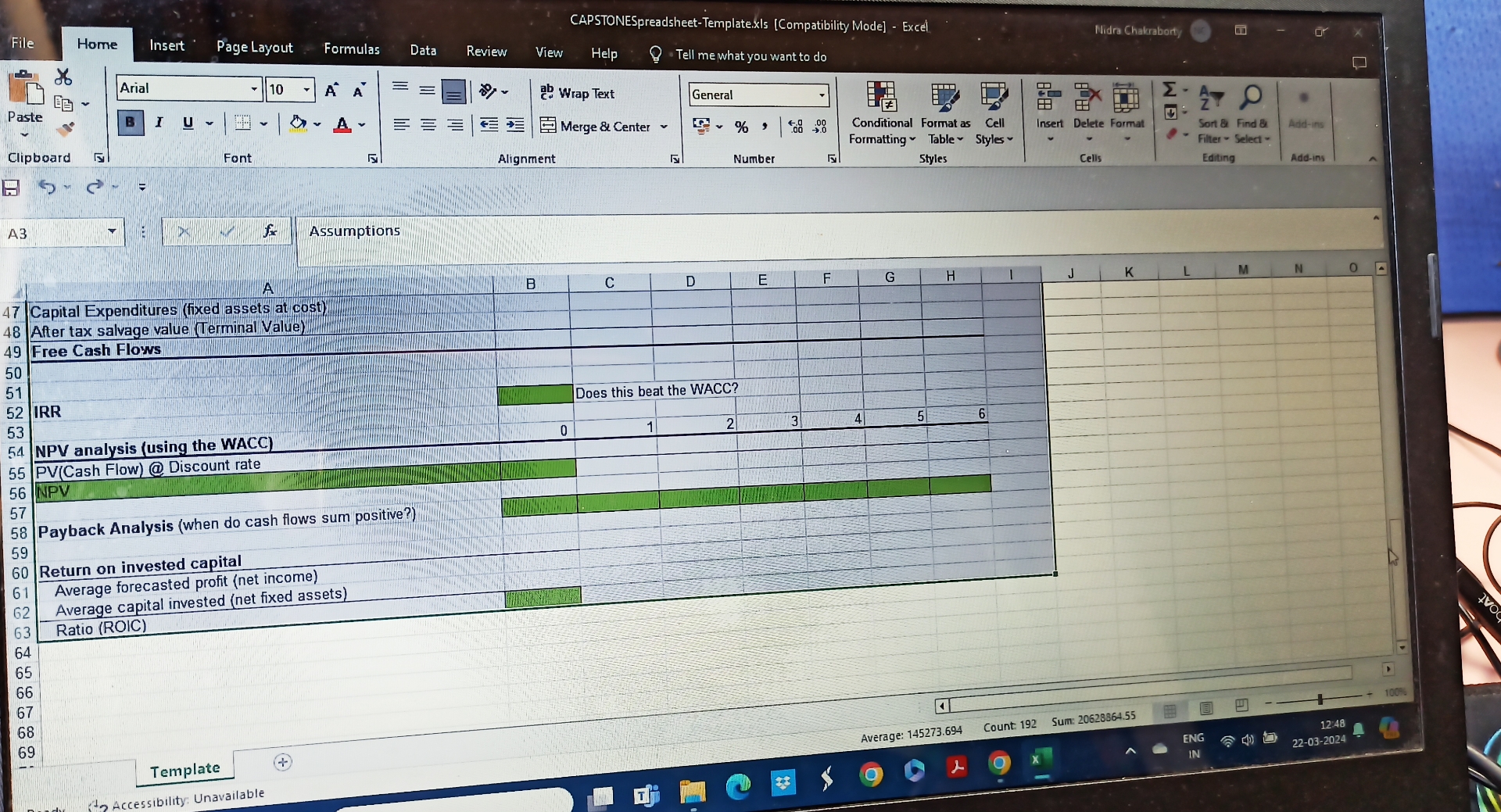 CAPSTONESpreadsheet-Template.xls [Compatibility Mode] - Excel File Home Insert Page Layout Formulas Data