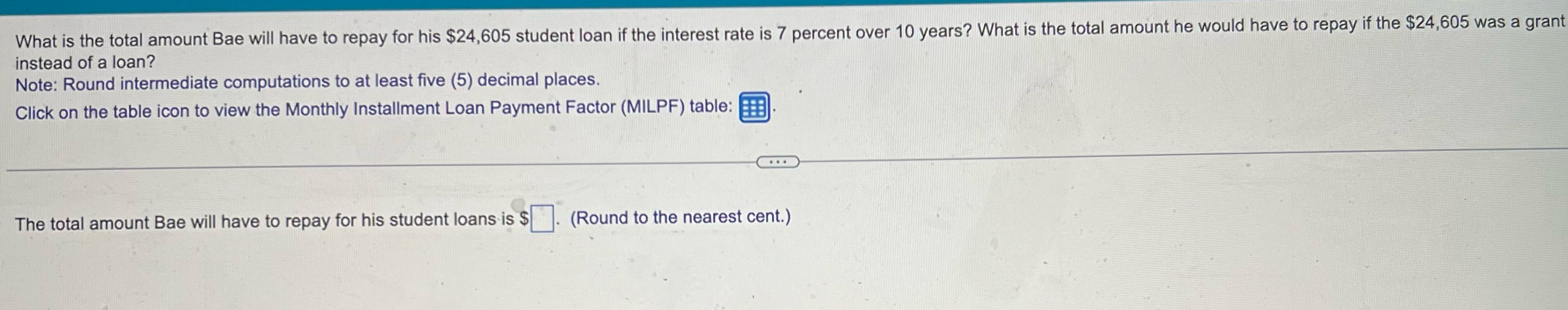 What is the total amount Bae will have to repay for his