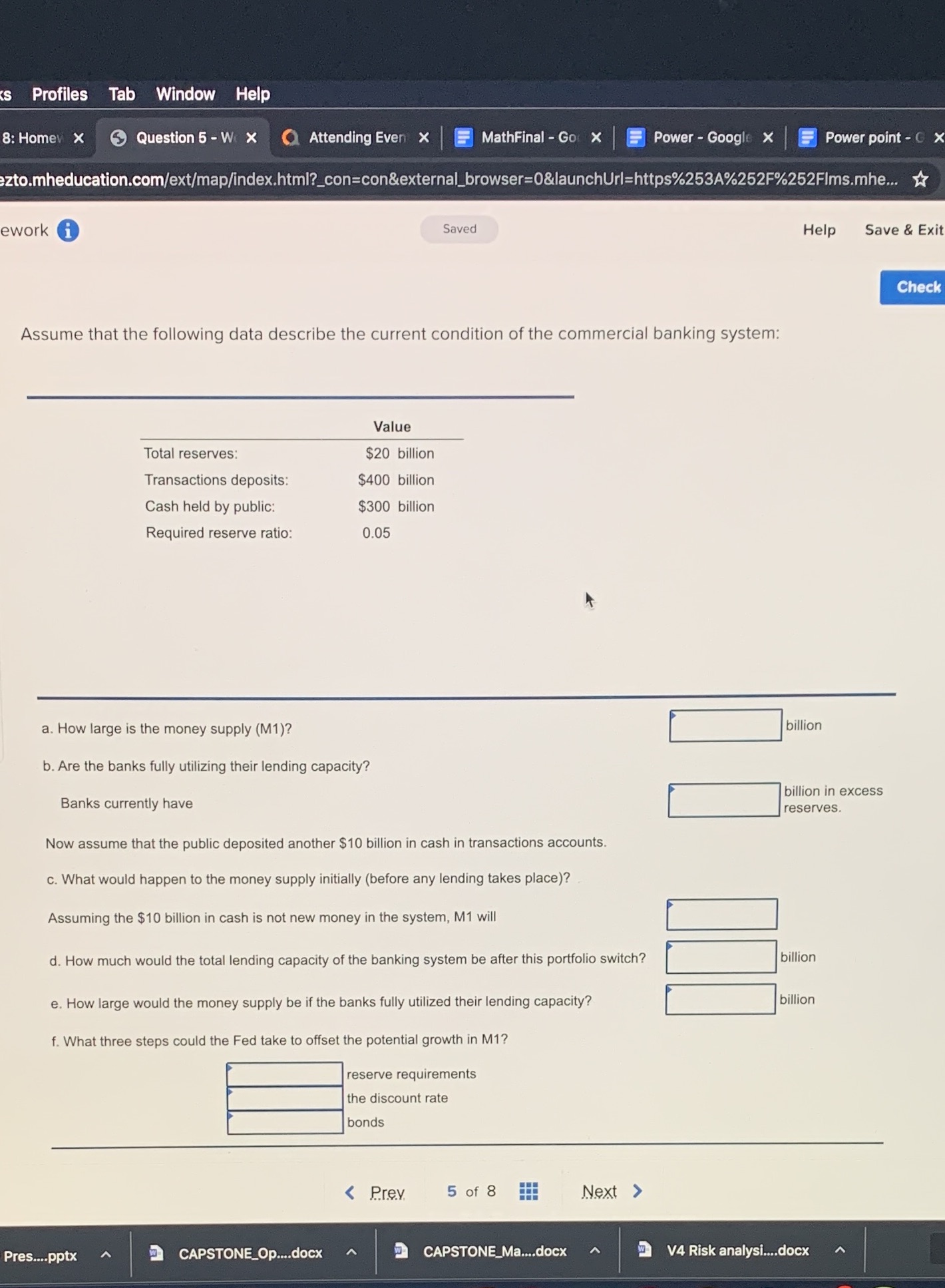 KS Profiles Tab Window Help 8: Home X Question 5 W X