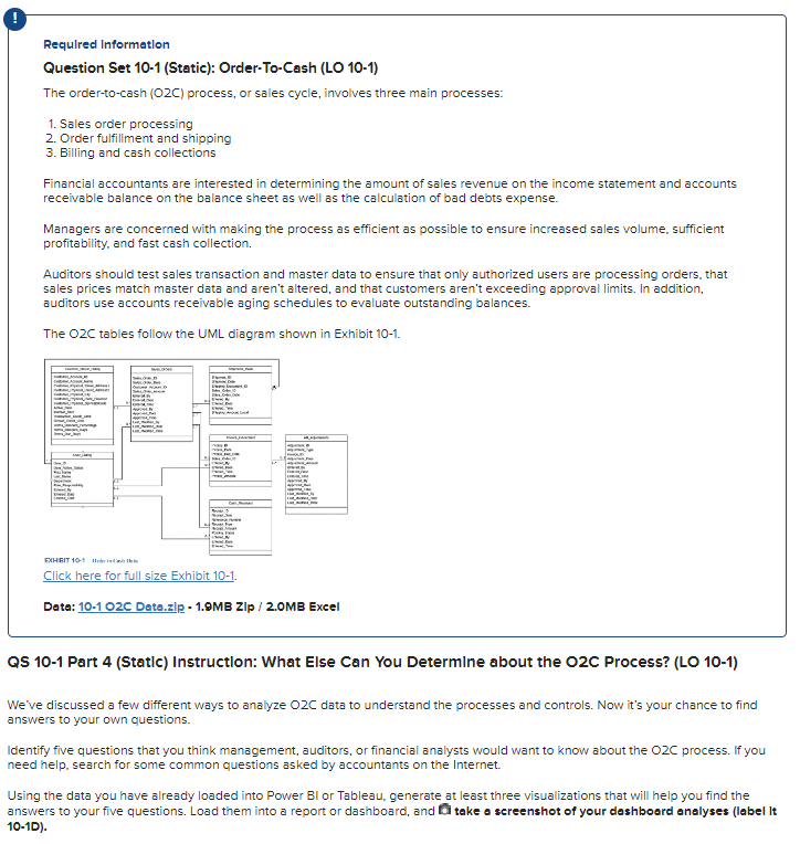 Required Information Question Set 10-1 (Static): Order-To-Cash (LO 10-1) The order-to-cash (02C)
