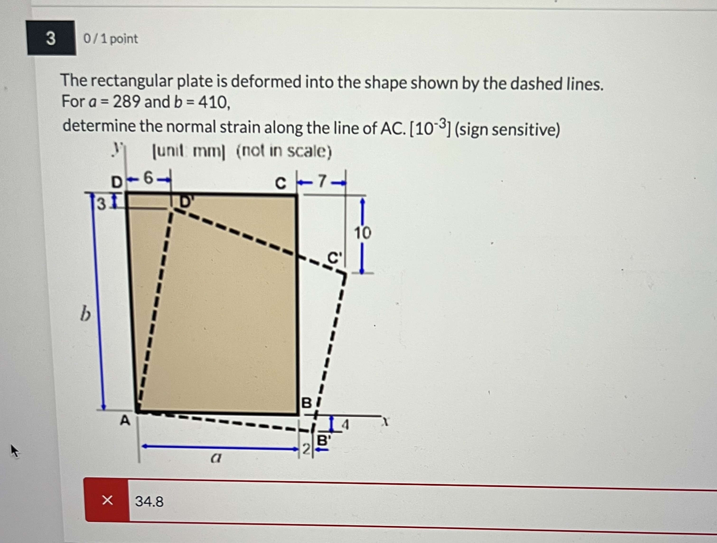 by the dashed lines. For a 285 and b = 419, determine