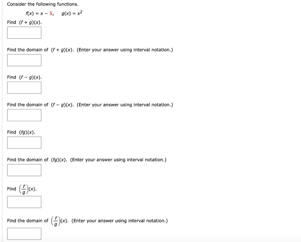 Consider the following functions. f(x) = x - 5, 9(x) = x