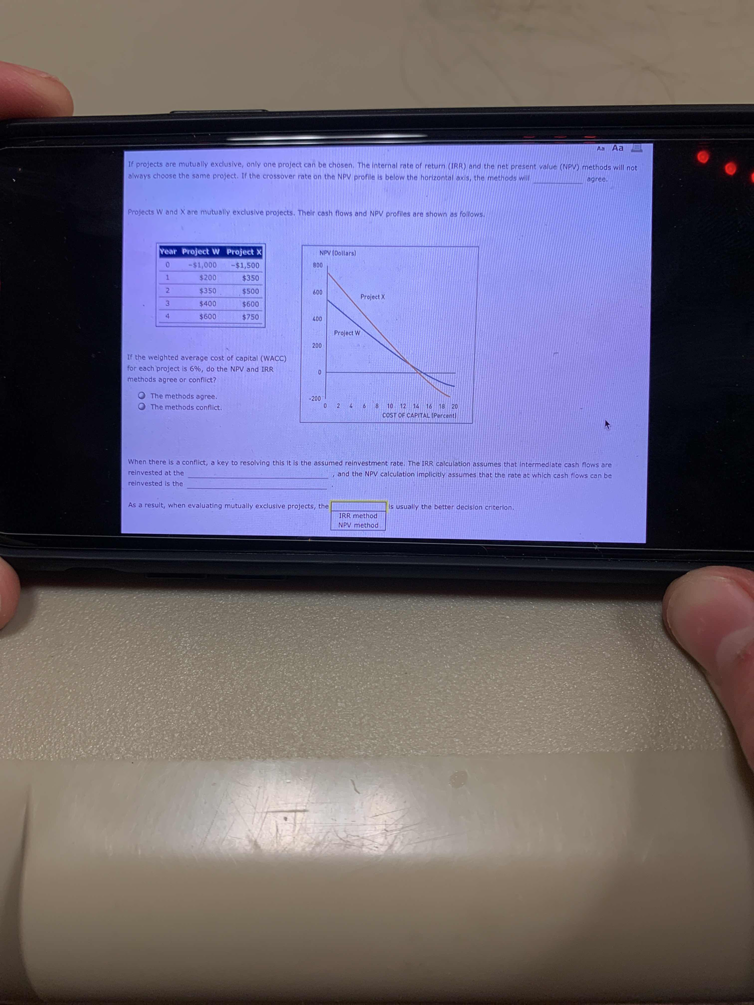 Aa Aa If projects are mutually exclusive, only one project can be