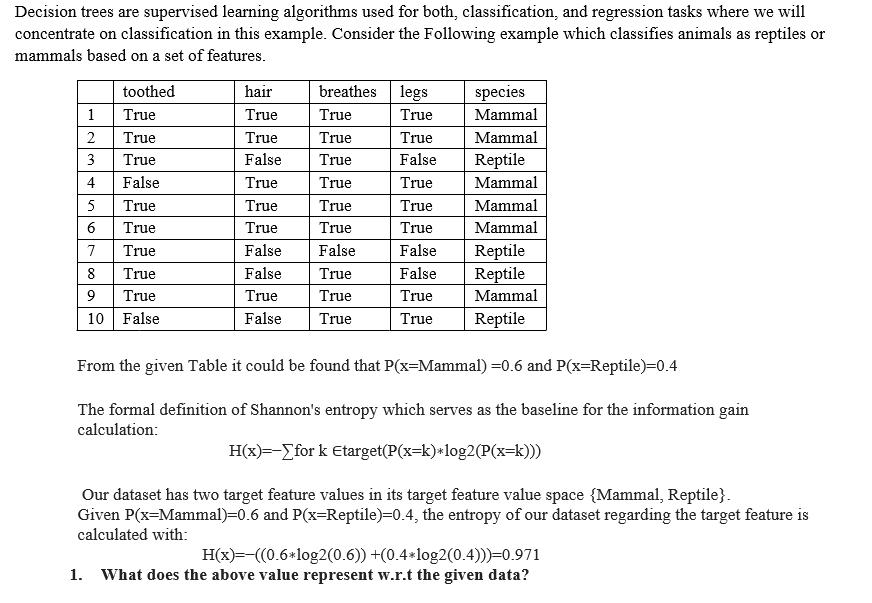 Decision trees are supervised learning algorithms used for both, classification, and regression