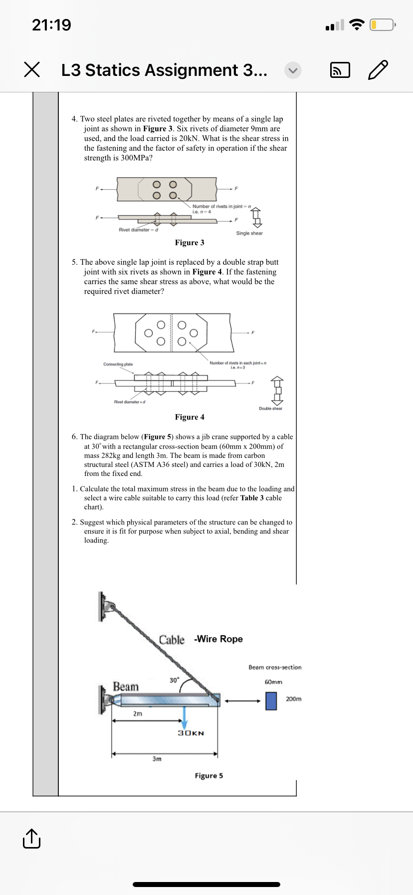 21:19 L3 Statics Assignment 3... 4. Two steel plates are riveted together