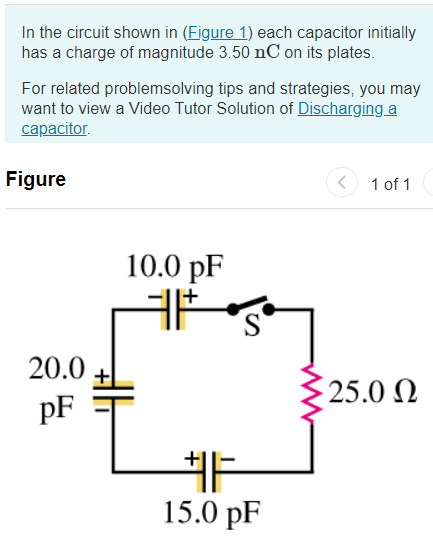In the circuit shown in (Figure 1) each capacitor initially has a