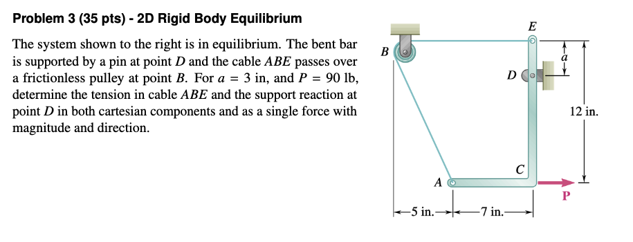 Problem 3 (35 pts) - 2D Rigid Body Equilibrium The system shown