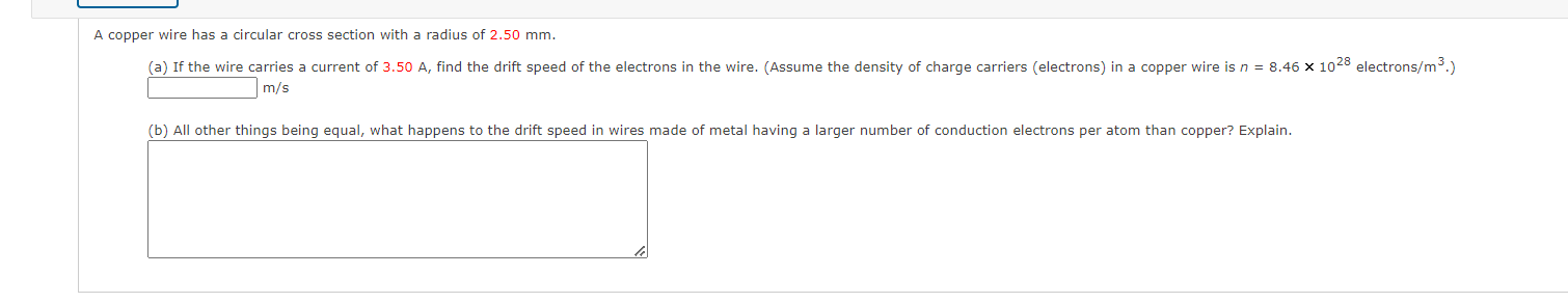 A copper wire has a circular cross section with a radius of