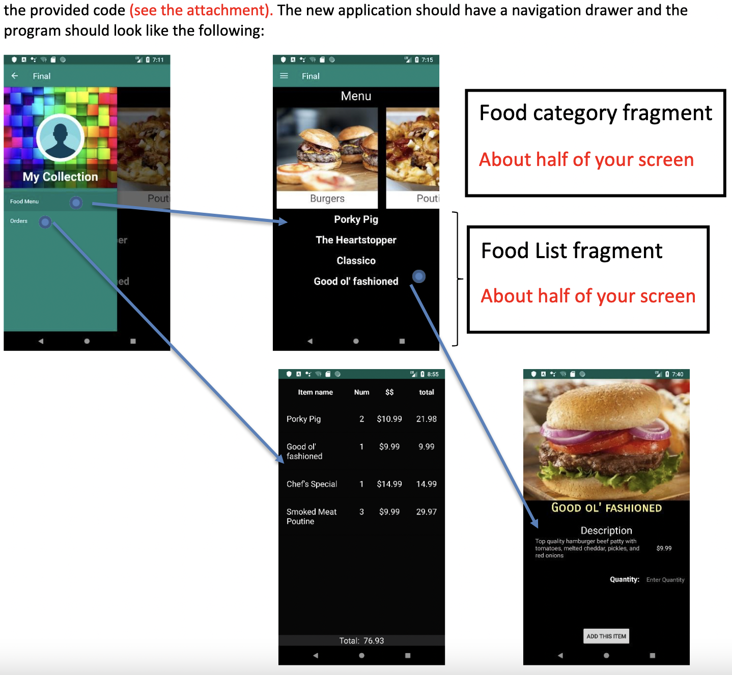 the provided code (see the attachment). The new application should have a
