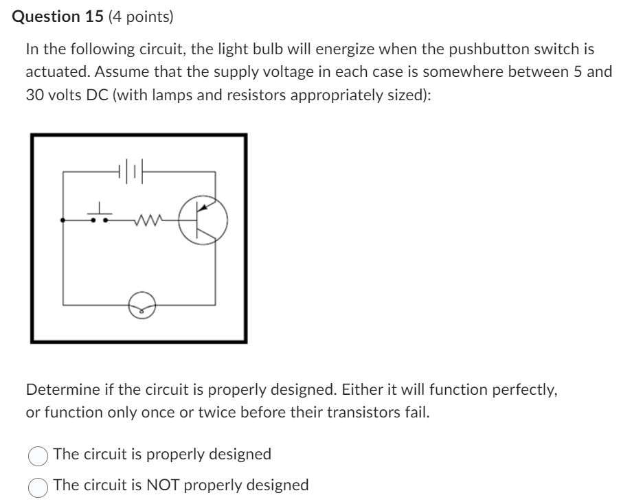 load when the switch closes) or not: The circuit is correct The