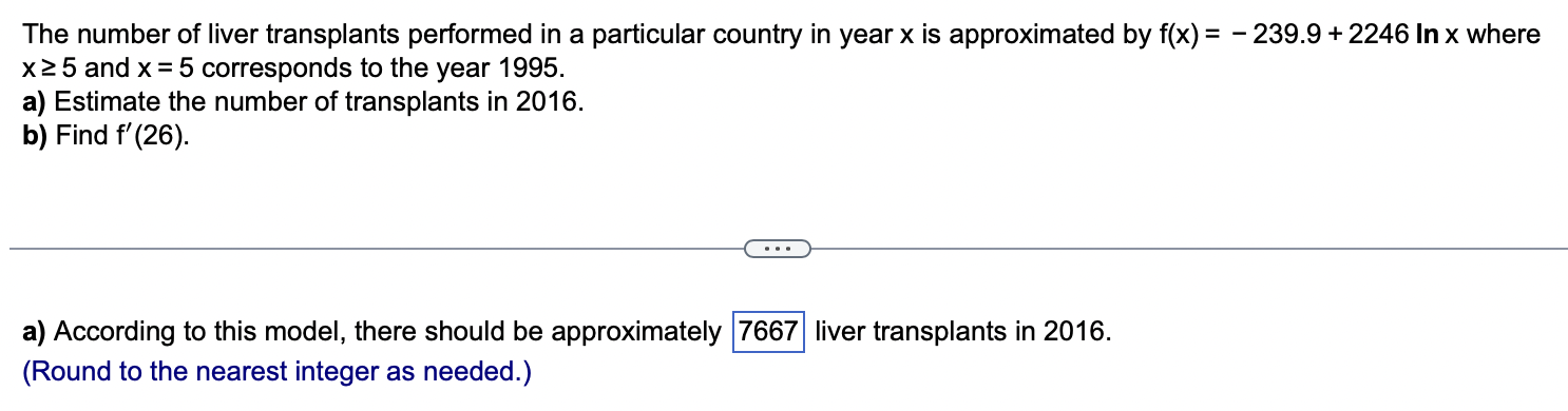 x In (8 7)] The number of liver transplants performed in a