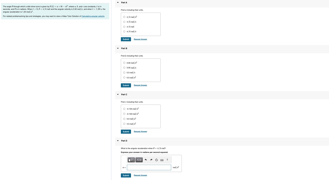 your answer in radians. | Submit Request Answer Part F rad What
