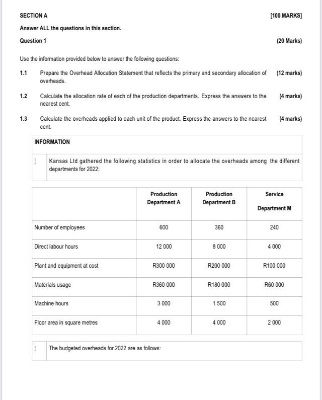 SECTION A Answer ALL the questions in this section. Question 1 [100