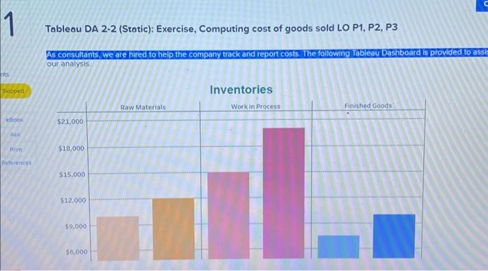 1 its Tableau DA 2-2 (Static): Exercise, Computing cost of goods sold