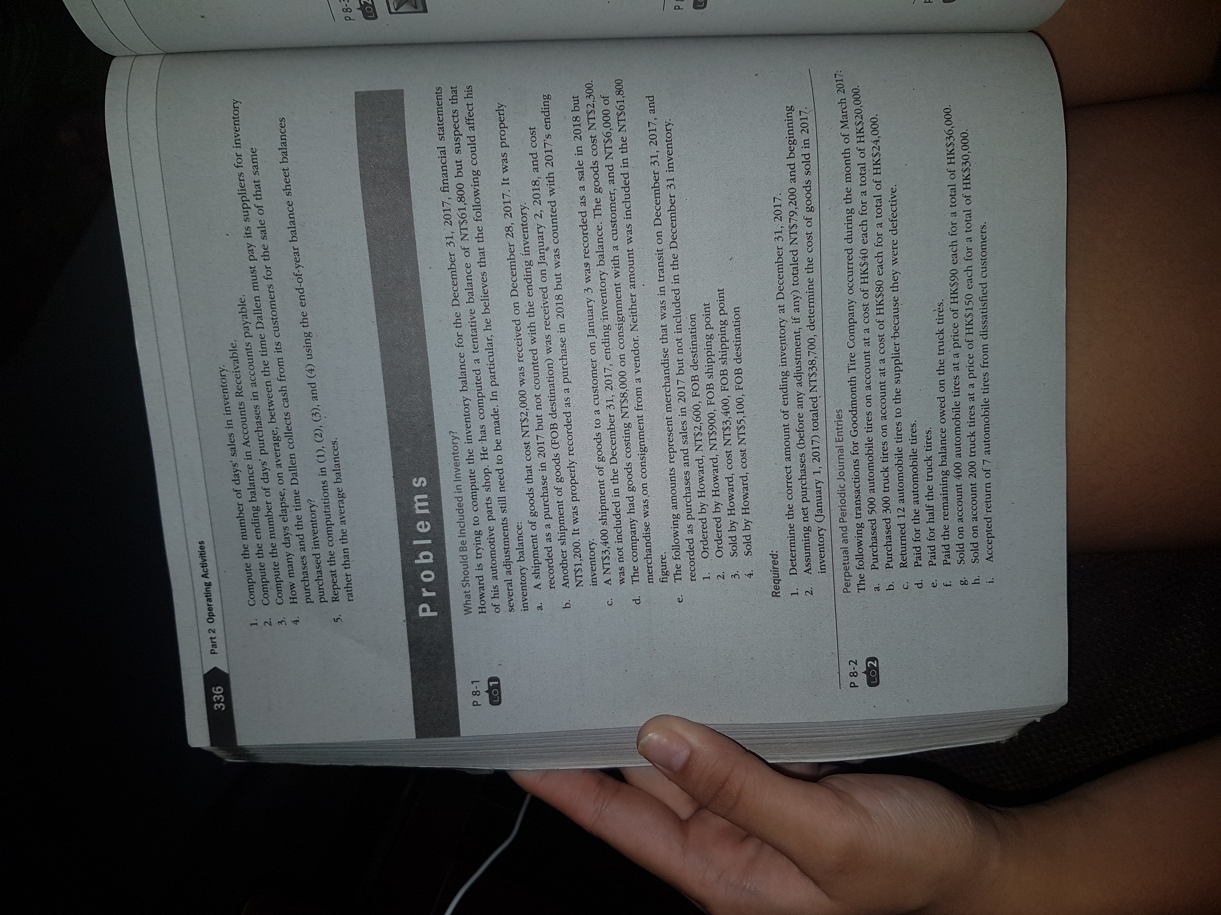 336 P 8-1 LO 1 Part 2 Operating Activities 1. Compute the