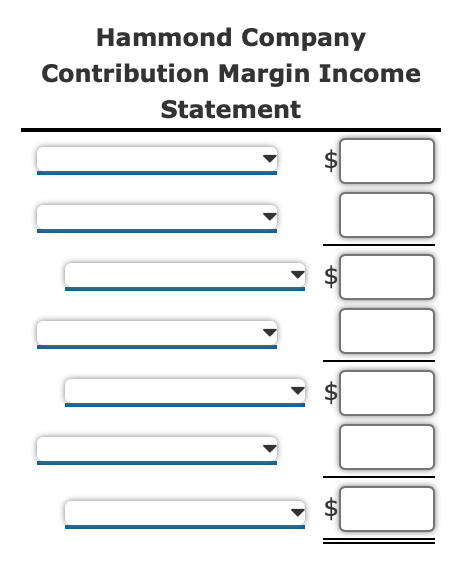 Taxes Hammond Company Contribution Margin Income Statement +A +A $