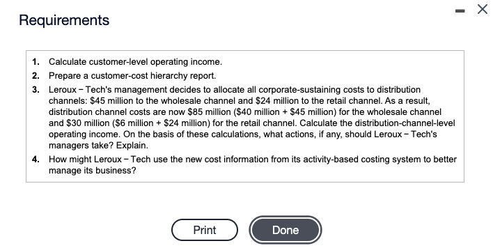 to view the data.) Leroux - Tech's annual distribution-channel costs are $40