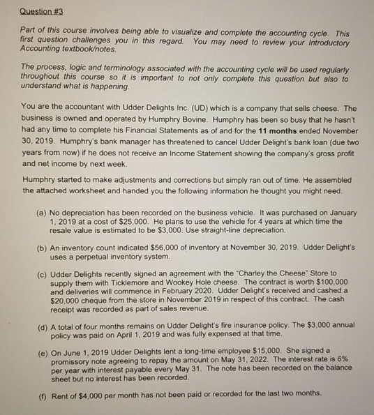 Question #3 Part of this course involves being able to visualize and