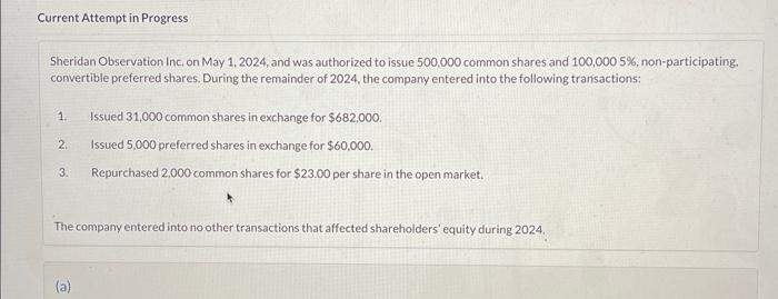 Current Attempt in Progress Sheridan Observation Inc. on May 1, 2024, and
