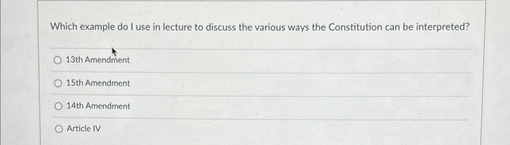 Which example do I use in lecture to discuss the various ways